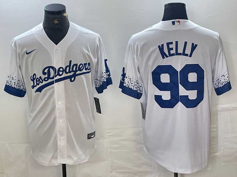 Men%27s Los Angeles Dodgers #99 Joe Kelly White 2021 City Connect Cool Base Stitched Jersey
